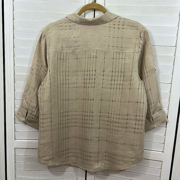 Charter Club Linen Blouse 14 Top Beige Neutral NWOT - Picture 11 of 13